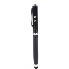 Stylus cu pix, laser si lanterna - 4 in 1 - Negru foto