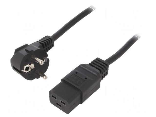 Cablu 3x1,5mm2 CEE 7/7 ştecăr unghi IEC C19 mamă
