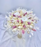 Buchet personalizabil cu trandafiri criogenati si flori naturale uscate, predominant alb, Eventissimi&reg;