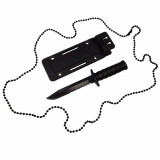 Cutit tactic de vanatoare IdeallStore&reg;, Military Specialist, 10 cm, negru, teaca cu lant inclusa