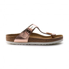 Birkenstock șlapi de piele Gizeh femei, culoarea roz, cu toc plat 1005049-met.copper