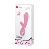 Vibrator Iepuras Pretty Love Thomas Roz Silicon, 20cm, Reincarcabil USB, 7 Functii Vibratii