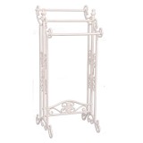 Suport prosoape fier forjat alb patinat 40 cm x 37 cm x 91 cm