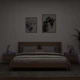 Noptiere montate pe perete cu lumini LED, 2 buc., stejar maro GartenMobel Dekor, vidaXL
