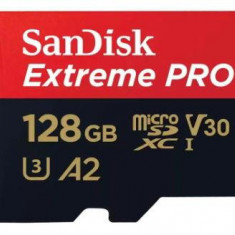 Card de memorie SanDisk Extreme PRO SDSQXCD-128G-GN6MA, MicroSDXC, 128GB, A2, UHS-I U3, V30 + Adaptor SD