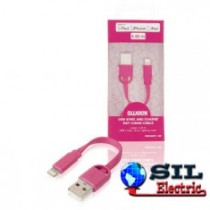 Cablu de incarcare si sincronizare USB A tata - 8p Lightning tata 0.1m albastru Sweex foto