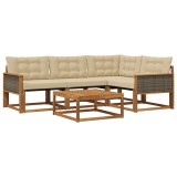 vidaXL Set de canapele de exterior cu pernă 5 pcs Natural și Bej 3381405