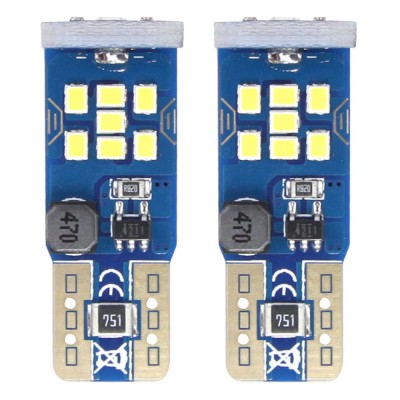 Bec de pozitie tip LED UltraBright Canbus, T10 W2.1x9.5 W5W, 12V-24V, 21 SMD 2016, culoare alb, AMIO, set 2 buc foto