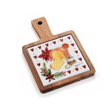 Platou Craciun lemn ceramica multicolora UM 12x18 cm