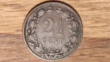 Olanda - moneda de colectie raruta - 2 1/2 cent 1881 bronz - foarte frumoasa !, Europa