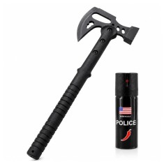 Set topor si spray paralizant chili, DEPOX&reg;, otel inoxidabil, negru, 42 cm/ 60 ml