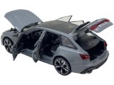 Macheta replica Audi RS6 gri deschide 4 usi, portbagaj si capota, lumini si sunete