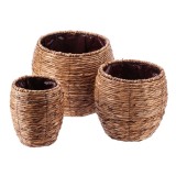 Cumpara ieftin Set 3 ghivece flori fibre naturale maro II 18,5 x 14,5 cm, 25 x 23 cm, 32 x 31 cm