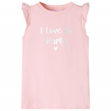 Tricou pentru copii cu m&acirc;neci cu volane, roz pal, 140, vidaXL