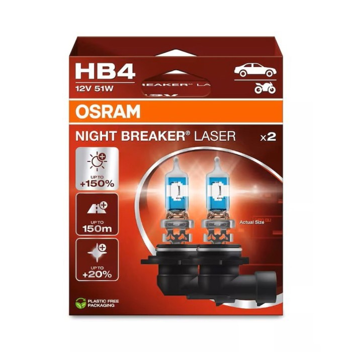 Set becuri HB4 Osram Night Breaker Laser Next Generation +150% 516656 9006NL2HB