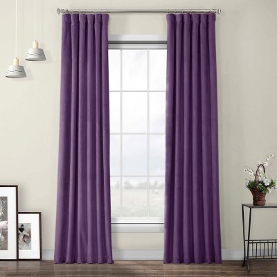 Draperie din catifea cu rejansa din bumbac tip fagure, Madison, 200x220 cm, densitate 700 g/ml, Mov inchis, 1 buc foto