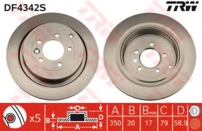 Disc frana LAND ROVER RANGE ROVER SPORT (LS) (2005 - 2013) TRW DF4342S foto