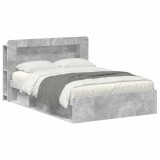 vidaXL Cadru de pat cu depozitare cu headboard Gri Beton 140 x 200 cm 3433496