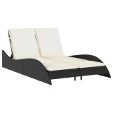 Cumpara ieftin Sezlong cu perne, negru, 114x205x73 cm, poliratan