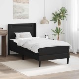 vidaXL Cadru de pat cu saltea Negru 90 x 200 cm Piele artificială 3414898