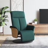 Fotoliu Rabatabil vidaXL Verde &Icirc;nchis Textil, Suport Picioare, Rotire 360&deg;, 79x87x104.5 cm, Sarcină 110 kg