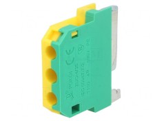 Conector de &icirc;mbinare șine 0,75-4mm2 2 borne galben-verde