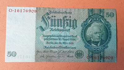 50 Marci 1933 - Bancnota veche Germania foto