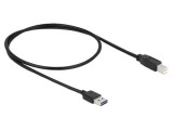 Cablu USB 2.0 DELOCK 83684, USB A bilateral - USB B, 0.5m, negru
