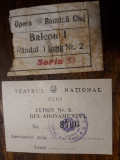 CLUJUL VECHI - BILET OPERA ROMANA - CUPON ABON. TEATRUL NATIONAL - ANII 1940