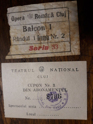 CLUJUL VECHI - BILET OPERA ROMANA - CUPON ABON. TEATRUL NATIONAL - ANII 1940 foto