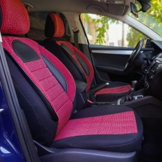 Set Huse Scaune piele si textil Skoda Octavia (2004-2009) Rosu