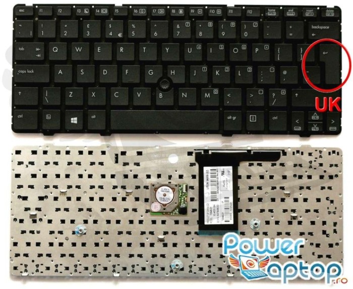 Tastatura HP EliteBook 2560P layout UK fara rama enter mare