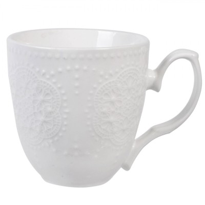 Cană New Bone, Model Emboss, Culoare Alb, Capacitate 350 ml foto