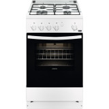 Aragaz Zanussi ZCG510F1WA, Gaz, 4 arzatoare, Aprindere electrica plita + cuptor, Siguranta plita/cuptor, 50 cm, Alb