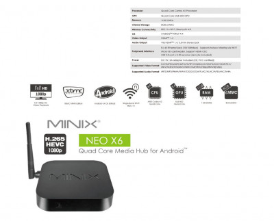 Android Mini PC Box Minix NEO X6 Streaming Media Player, negru - RESIGILAT foto