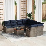 vidaXL Set de canapele pentru grădină 9 pcs Gri și albastru marin 3355980