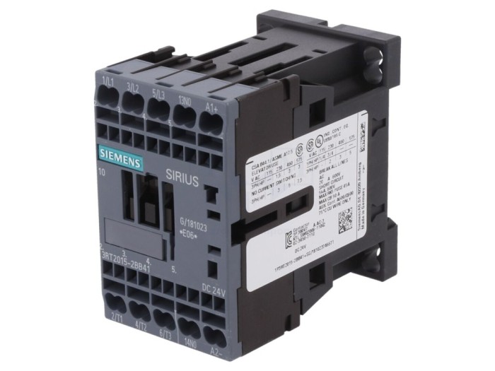Contactor 3P NO, 24VDC, 7A