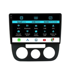 Navigatie Dedicata Volkswagen Golf5 Jetta (2004-2009),QuadCore, 10Inch, 4Gb Ram, 64Gb Stocare, Carplay - Clima Manuala