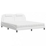 Cumpara ieftin Pat, Viana, cu saltea, alb, 180x200 cm, piele ecologica