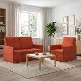 Cumpara ieftin Set de canapea 2 pcs Rosu portocalie Tesatura din corduroy