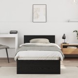 vidaXL Cadru de pat fără saltea cu tăblie negru din stejar 75x190 cm