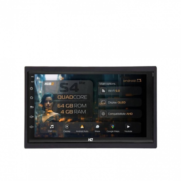 Navigatie 2DIN Universal 4GB RAM Android 13 Quadcore DSP GPS Wi-FI Carplay Android Auto USB Bluetooth Waze Touchscreen 7 inch