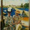 P17. Tablou ulei pe panza, Reproducere dupa Manet - In port, 45x35cm neinramat