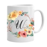 Cana alba personalizata cu initiala W, INOVATIX&reg;. 330ml