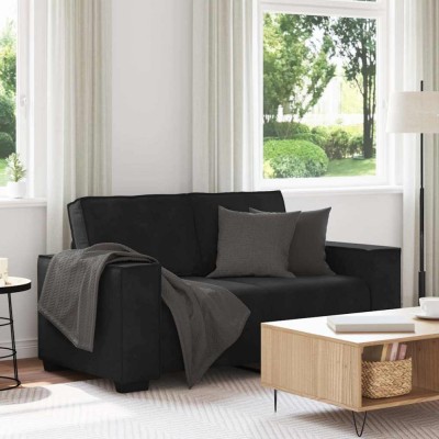 vidaXL Canapea cu 2 locuri, negru, 120 cm, catifea 4105015 foto