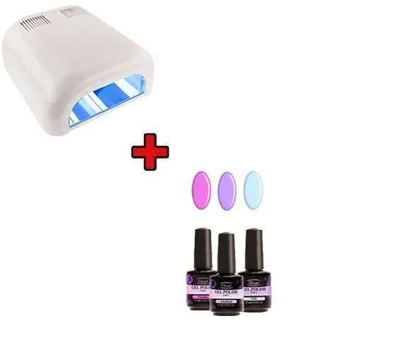 3X15ml + lampă UV cu 4 becuri albe - UV/LED kit test pastel