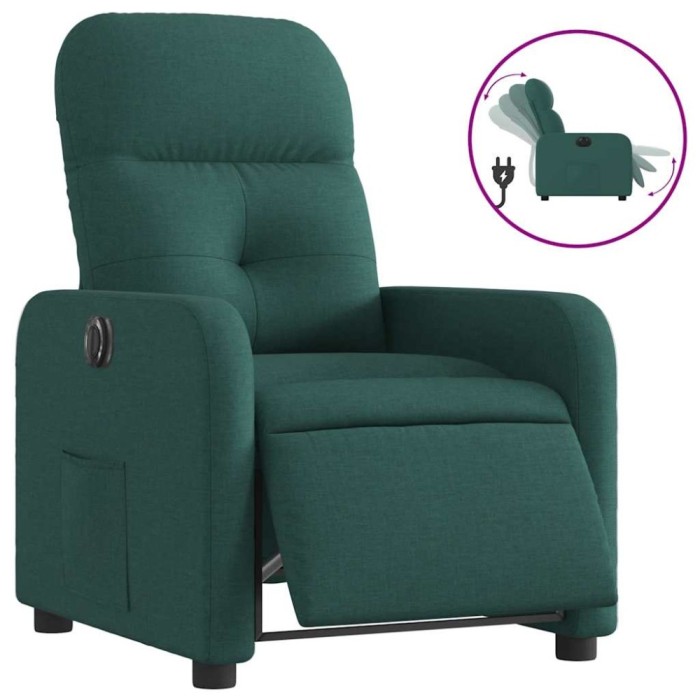 Fotoliu rabatabil electric, verde inchis, material textil
