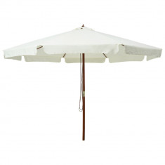 Umbrela soare de exterior, stalp din lemn, alb nisipiu, 330 cm