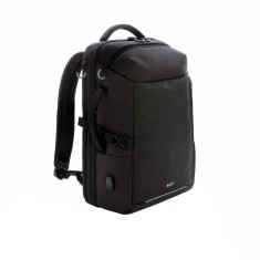 Rucsac de voiaj de weekend Laptop 17 inch, RFID si port mufa usb, Swiss Peak by AleXer, WD, poliester, negru, breloc inclus foto