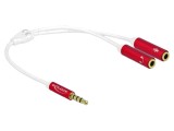 Cablu DELOCK Jack 3,5mm 4 pini 0,2m alb, soclu x2 cod 66519